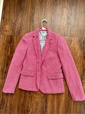 J. Crew Pink Herringbone Wool Blend Blazer Jacket, Size 4